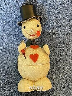 Vintage Authentic Paper Mache Candy Holders Santa And Snowman Set Germany