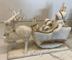 Vintage Bethany Lowe Christmas Reindeer Sleigh Children German StyLe Cotton
