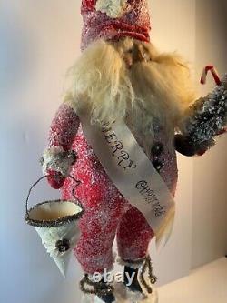 Vintage Bethany Lowe Merry Christmas Santa Claus With Tree on Pedestal 24 Tall