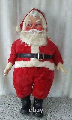 Vintage Big 22 Inch Stuffed Rubber Faced Santa Clause