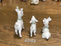 Vintage Bisque Miniature White Christmas Reindeer Deer Figurines Napco RARE