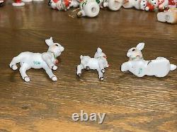 Vintage Bisque Miniature White Christmas Reindeer Deer Figurines Napco RARE