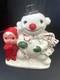 Vintage Boy And Snowman Candycane Holder By Ssco Japan 1950s