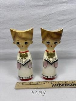 Vintage Capri Choir Boy Ceramic Vase Japan 1950's Set of 2