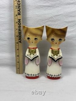 Vintage Capri Choir Boy Ceramic Vase Japan 1950's Set of 2