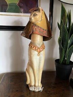 Vintage Cat Egyptian Sphinx De Sela Handmade Paper Mache Mexican Folk Art Kitty