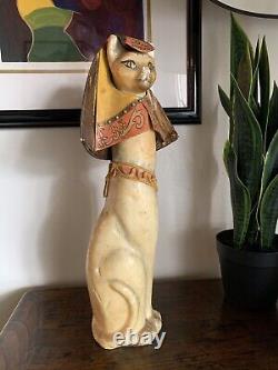 Vintage Cat Egyptian Sphinx De Sela Handmade Paper Mache Mexican Folk Art Kitty