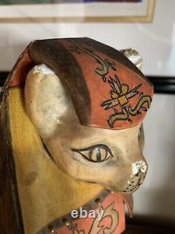 Vintage Cat Egyptian Sphinx De Sela Handmade Paper Mache Mexican Folk Art Kitty