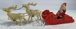Vintage Celluloid SANTA CLAUS & SLEIGH WITH 2 REINDEERS Christmas JAPAN 1930's
