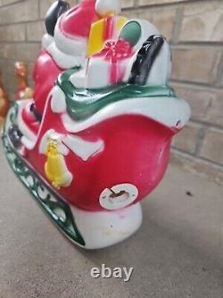 Vintage Christmas 1970 EMPIRE Santa's Sleigh 2 Reindeer LIGHTED Blow Mold EXCE