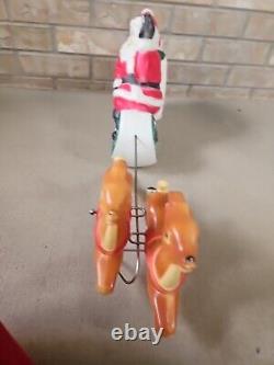 Vintage Christmas 1970 EMPIRE Santa's Sleigh 2 Reindeer LIGHTED Blow Mold EXCE