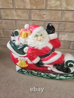 Vintage Christmas 1970 EMPIRE Santa's Sleigh 2 Reindeer LIGHTED Blow Mold EXCE