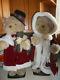 Vintage Christmas Animated Teddy Bears Mr. & Mrs. Formal Wear 2ft Tall Mint