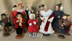 Vintage Christmas Carolers Figurines Lot of 12 Holiday Collectable Wooden Base
