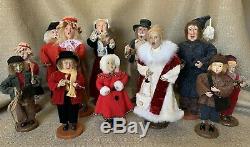 Vintage Christmas Carolers Figurines Lot of 12 Holiday Collectable Wooden Base