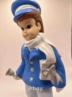 Vintage Christmas Ceramic Caroler Figures Boy Girl Hand Painted Tall 14