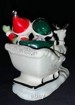 Vintage! Christmas Ceramic Figurine Girls In Sleigh Pulled By Deer