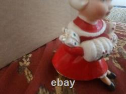 Vintage Christmas Girl Figurine Basket Candy Cane Holly Gift Japan Shopper