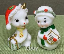 Vintage Christmas Japan Lot of Miniature figurines Santa Snowman Angels No mark