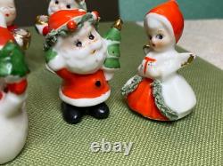 Vintage Christmas Japan Lot of Miniature figurines Santa Snowman Angels No mark
