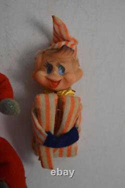 Vintage Christmas Knee Huggers Pixie Elf Pointy Ears Elves MCM Decor Japan Box