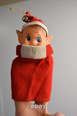 Vintage Christmas Knee Huggers Pixie Elf Pointy Ears Elves MCM Decor Japan Box