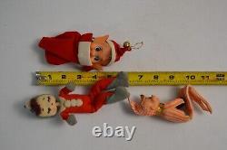 Vintage Christmas Knee Huggers Pixie Elf Pointy Ears Elves MCM Decor Japan Box