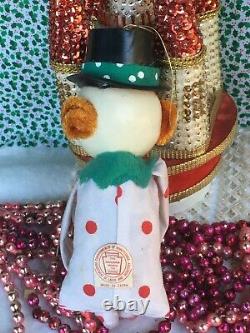 Vintage Christmas Polka Dot Snowman Top Hat Pixie Elf Japan Knee hugger Decor