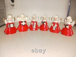 Vintage Christmas RED ANGEL figurines Japan? Choir concert Like Napco Figure