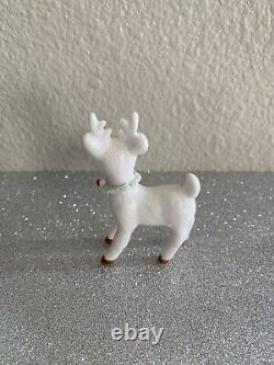 Vintage Christmas Reindeer Figurines (2) Miniatures Bone China Kitsch Spaghetti