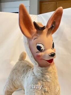 Vintage Christmas Roko Rudolph Reindeer Stuffed Plush Rubber Face 1950's