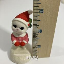 Vintage Christmas SNOW BABY GIRL card holder Figurine PIXIE SANTA SNOWMAN Japan