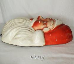 Vintage Christmas Santa Face Blow Mold Light Wall Door Decor Blue Eyes 60s