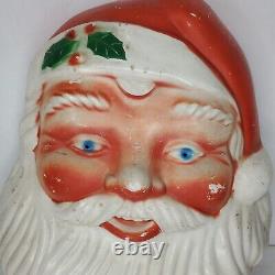 Vintage Christmas Santa Face Blow Mold Light Wall Door Decor Blue Eyes 60s