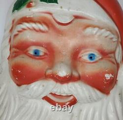 Vintage Christmas Santa Face Blow Mold Light Wall Door Decor Blue Eyes 60s