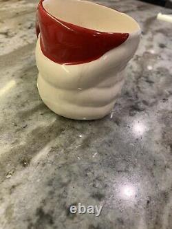 Vintage Christmas Santa Face Punch Bowl, Cups and Ladle Ceramic