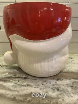 Vintage Christmas Santa Face Punch Bowl, Cups and Ladle Ceramic