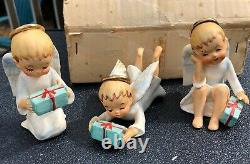 Vintage Christmas Schmid Bros Littlest Angel Trio Figurines Japan with Box