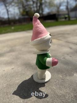 Vintage Christmas Store Display Harold Gale Snow Baby Green Coat Rare Pink Hat