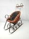 Vintage Christmas Victorian Sleigh Wood Wicker Wrought Iron Lined In Fabric