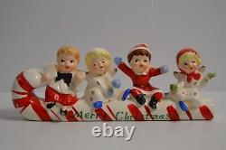 Vintage Commodore Candy Cane Sleigh MCM Angel Kids Children Japan Christmas