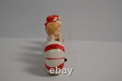 Vintage Commodore Candy Cane Sleigh MCM Angel Kids Children Japan Christmas