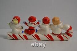 Vintage Commodore Candy Cane Sleigh MCM Angel Kids Children Japan Christmas