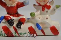 Vintage Commodore Candy Cane Sleigh MCM Angel Kids Children Japan Christmas