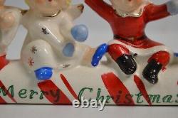 Vintage Commodore Candy Cane Sleigh MCM Angel Kids Children Japan Christmas