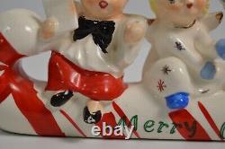 Vintage Commodore Candy Cane Sleigh MCM Angel Kids Children Japan Christmas