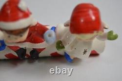 Vintage Commodore Candy Cane Sleigh MCM Angel Kids Children Japan Christmas