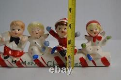 Vintage Commodore Candy Cane Sleigh MCM Angel Kids Children Japan Christmas