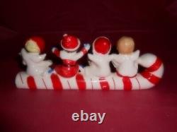 Vintage Commodore Christmas Angel Kids on Candy Cane Sleigh Figurine