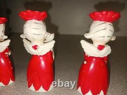Vintage Commodore N. O. E. L Poinsettia Angels Candle Holder Set Japan